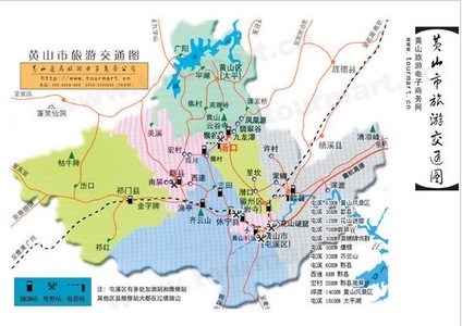 Mount Huangshan self driving tourism route map